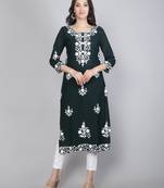 Petrol Colour Lukhnowi Work Long Casual Kurti