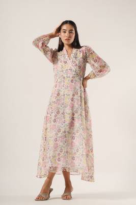 White hand block printed kota cotton dress 2