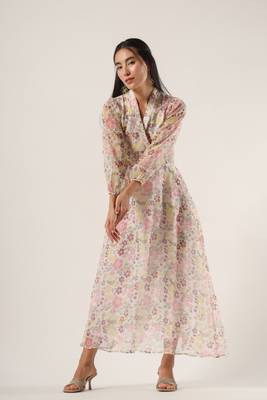White hand block printed kota cotton dress 3