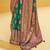 Kimisha women's green silk woven saree with unstitched blouse piece