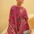 Kimisha women's crimson silk woven saree with unstitched blouse piece