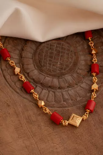  short coral mangalsutra one gram gold