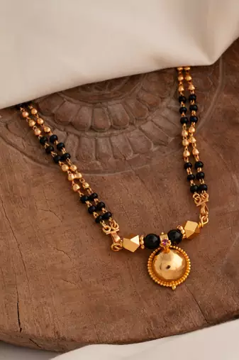 Gold agate mangalsutra medium length 30" one gram gold