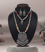 Multi color oxidised mirror necklace set