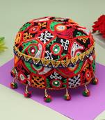 Multi color embroidered cotton traditonal kasida work navratri garba ethnic cap
