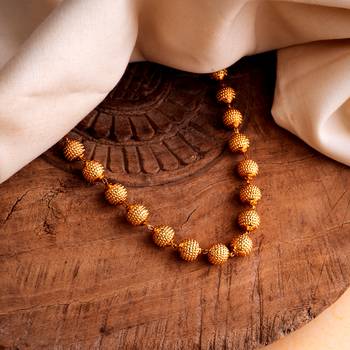  8mm golden beads chain medium length 24" with one gram gold 1