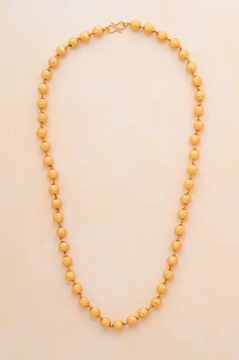  8mm golden beads chain medium length 24" with one gram gold
