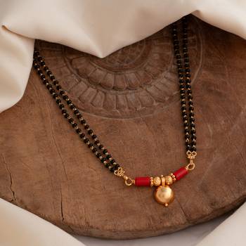  black beads double line mangalsutra 30" one gram gold 1