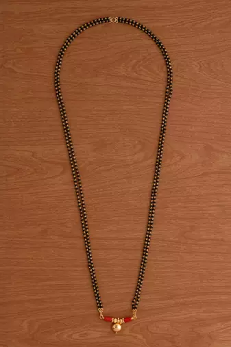  black beads double line mangalsutra 30" one gram gold