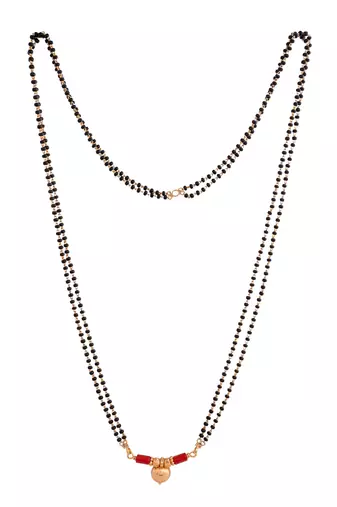  black beads double line mangalsutra 30" one gram gold