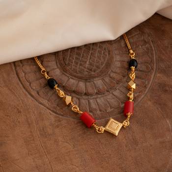  2 coral short gsb mangalsutra one gram gold 1
