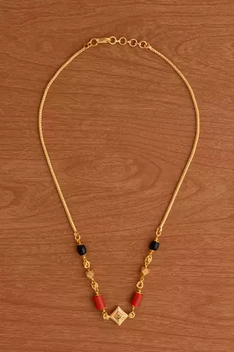  2 coral short gsb mangalsutra one gram gold