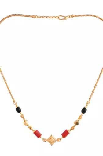  2 coral short gsb mangalsutra one gram gold