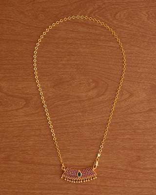  ruby emerald pendant short 18" necklace one gram gold 2