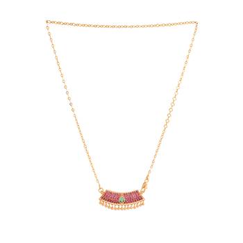  ruby emerald pendant short 18" necklace one gram gold 3