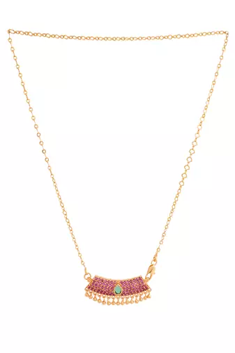  ruby emerald pendant short 18" necklace one gram gold