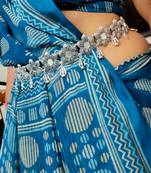 Oxidized Silver Kamarband with Floral and Mirror Design