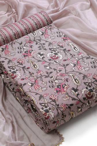 Women's slub cotton printed unstitched dress material