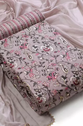 Women's slub cotton printed unstitched dress material