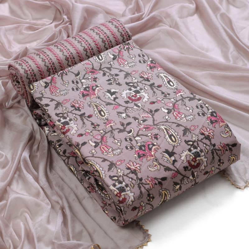 Women's slub cotton printed unstitched dress material