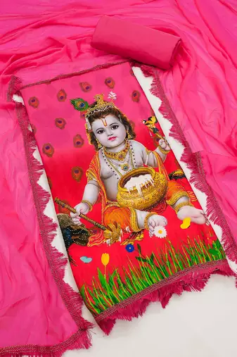 Women's printed  diable silk with captivating digital print unstitched dress material