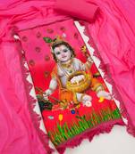 Women's printed  diable silk with captivating digital print unstitched dress material