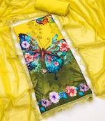 Women's printed  diable silk with captivating digital print unstitched dress material