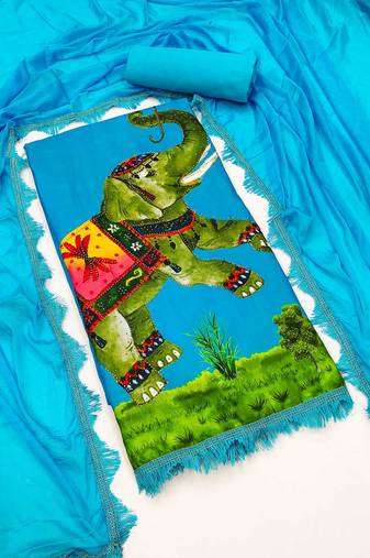 Women's printed  diable silk with captivating digital print unstitched dress material