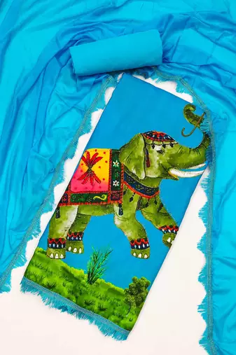 Women's printed  diable silk with captivating digital print unstitched dress material