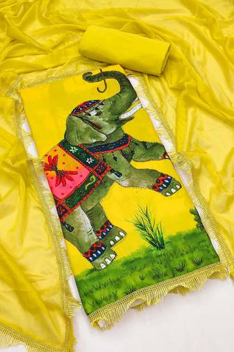 Women's printed  diable silk with captivating digital print unstitched dress material