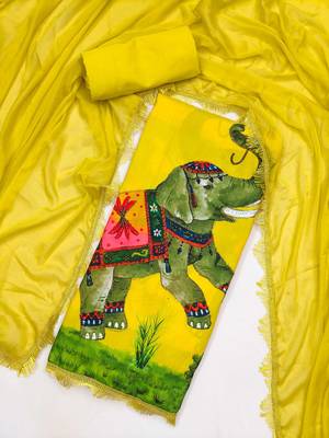 Women's printed  diable silk with captivating digital print unstitched dress material 2
