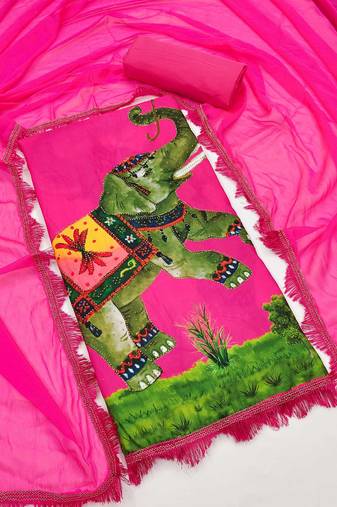 Women's printed  diable silk with captivating digital print unstitched dress material