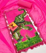 Women's printed  diable silk with captivating digital print unstitched dress material