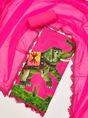 Women's printed  diable silk with captivating digital print unstitched dress material 2