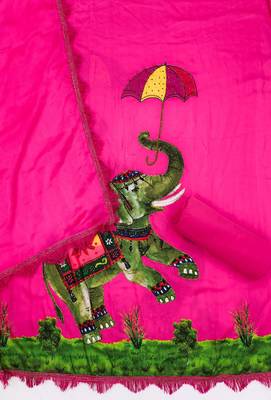 Women's printed  diable silk with captivating digital print unstitched dress material 3