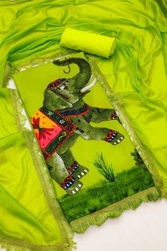Women's printed  diable silk with captivating digital print unstitched dress material
