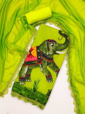Women's printed  diable silk with captivating digital print unstitched dress material 2
