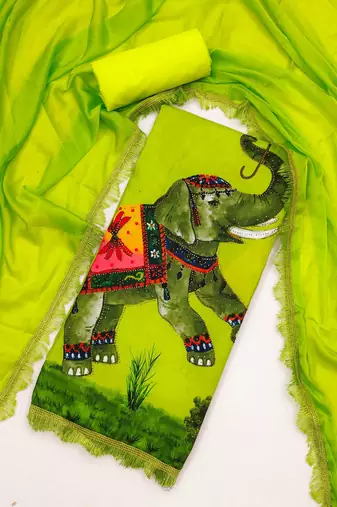 Women's printed  diable silk with captivating digital print unstitched dress material