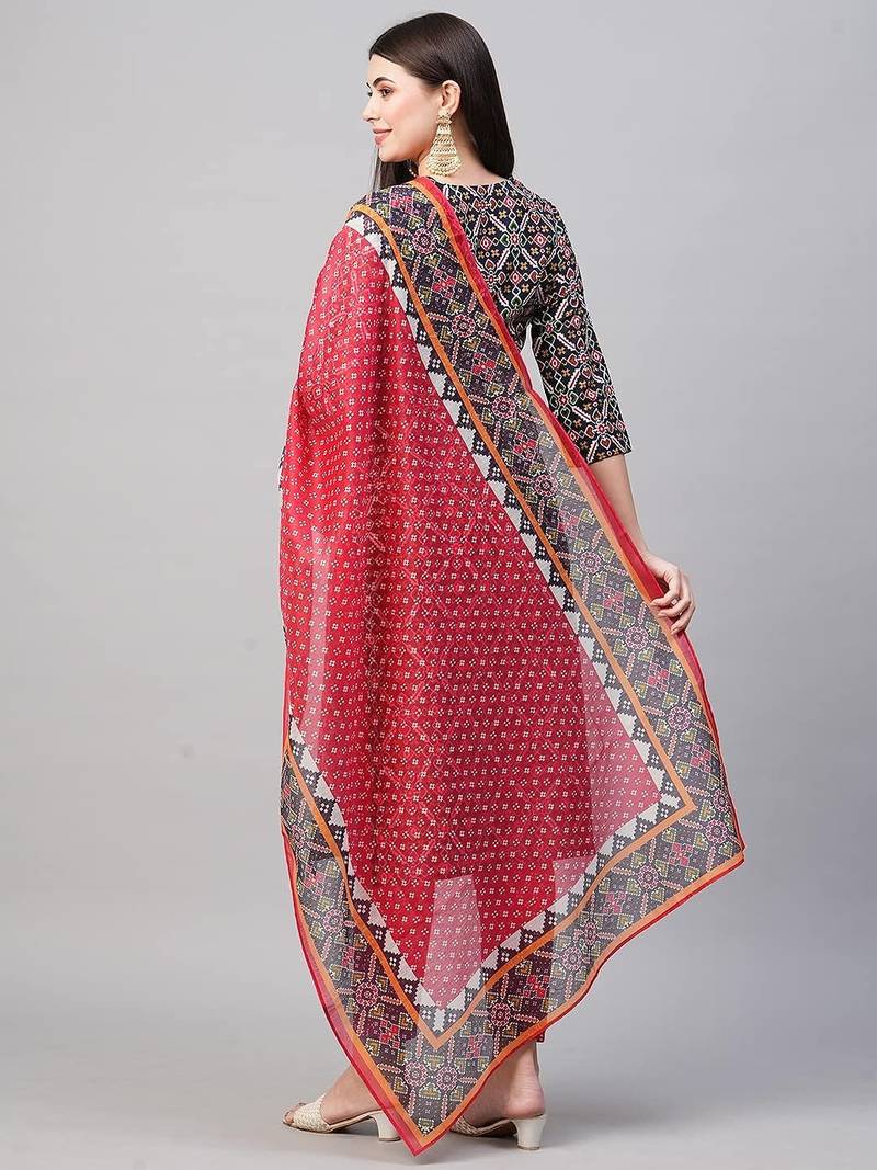 Women's Rayon Self Design Woven Printed Festive & Ethnic Wear A-Line Kurti, Bottomwear & Dupatta Set