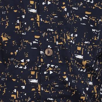 BAATCHEET COTTON FULL SLEEVES ABSTRACT PRINT SHIRT WITH BEIGE PANT  -  NAVY 2
