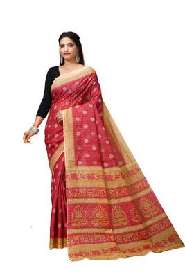 Esena Textiles | Women's 100% Pure Cotton Mul Mul Jute Graph Print and Kalamkari Butti saree 2