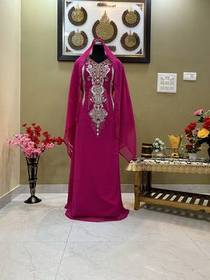Rani Pink Georgette Zari Work Kaftan 1