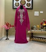 Rani Pink Georgette Zari Work Kaftan