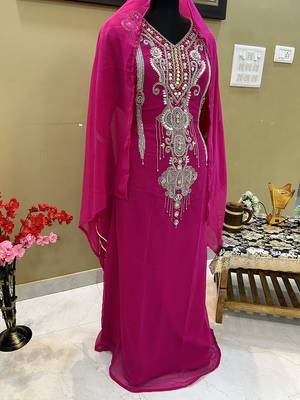 Rani Pink Georgette Zari Work Kaftan 2