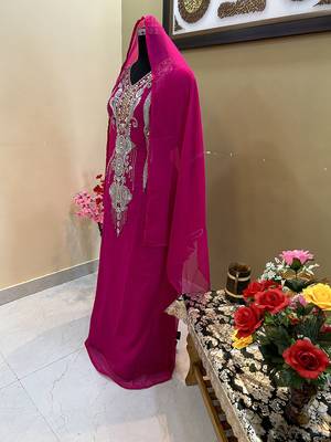 Rani Pink Georgette Zari Work Kaftan 3