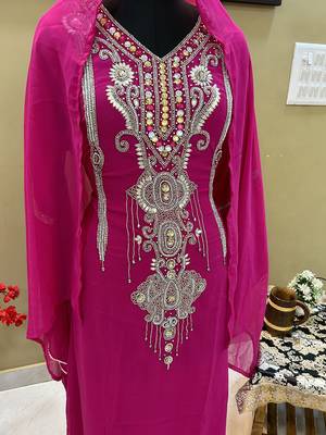 Rani Pink Georgette Zari Work Kaftan 4