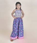 Jilmil girl's ethnic violet palazzo with blouse (set of 2)