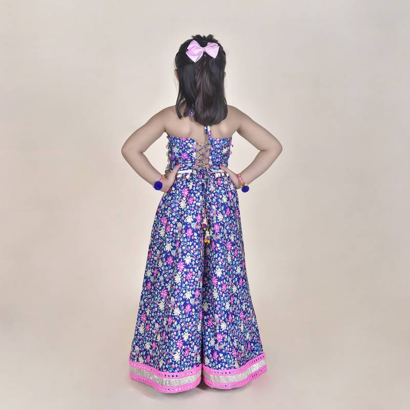 Jilmil girl's ethnic violet palazzo with blouse (set of 2)