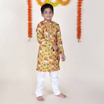 Jilmil boy's ethnic mustard kurta with pant (set of 2) 1