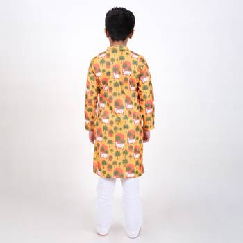 Jilmil boy's ethnic mustard kurta with pant (set of 2) 2